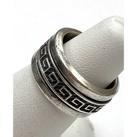 925 Sterling Silver Ring Spinner Greek Key Design Women’s 5.5 Artisan 9.08g - Picture 9 of 13